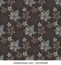Seamless spring pattern .Grey leaf:abstract leaf,leaf fall,defoliation,autumn leaves ,falling leaves