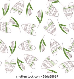 seamless spring pattern hearts with tulips