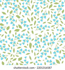 Seamless spring  pattern with leaf and flower  on a white background.