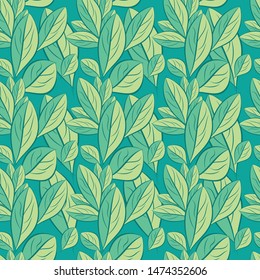 seamless spring pattern, leaf texture vector Background, Hand drawn