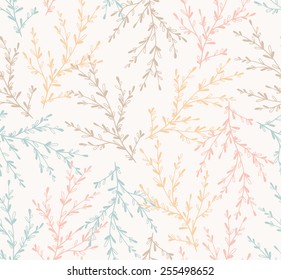 Seamless spring pattern with plants (Vector). floral stylish background
