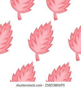 padrão de mola sem costura com folhas irregulares na cor rosa brilhante no fundo branco, para embrulhar ou têxtil