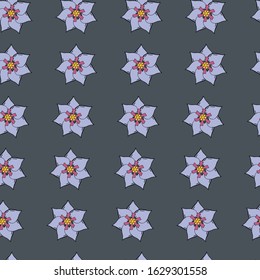 Seamless spring pattern with stylized cute flowers. Endless texture for your design, greeting cards, announcements, posters, kraft paper, tags, gift wrapping paper.