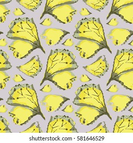 Seamless spring pattern with yellow flowers. Vector background with flowers.