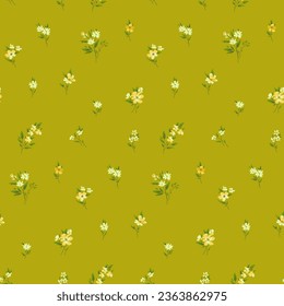 Seamless spring prints with small daisies flowers