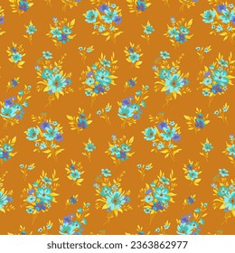 Seamless spring prints with small daisies flowers
