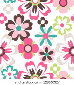 seamless spring retro flower vector pattern background