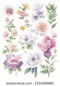 seamless spring rose background pattern design, seamless background with pale floral ornament on white background.