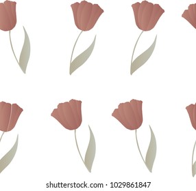 Seamless, spring, tender pattern with red tulips. You can use for international women's day, March 8, flower shop, feminine decor, birthday, prints, postcards.