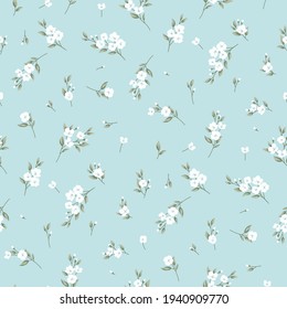 Seamless spring vector pattern with floral motif