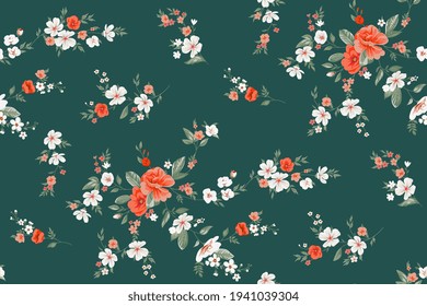 Seamless spring vector pattern with floral motif