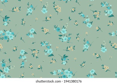 Seamless spring vector pattern with floral motif