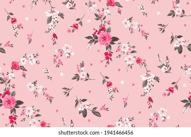 Patrón vectorial de resorte sin soldadura con motivos florales