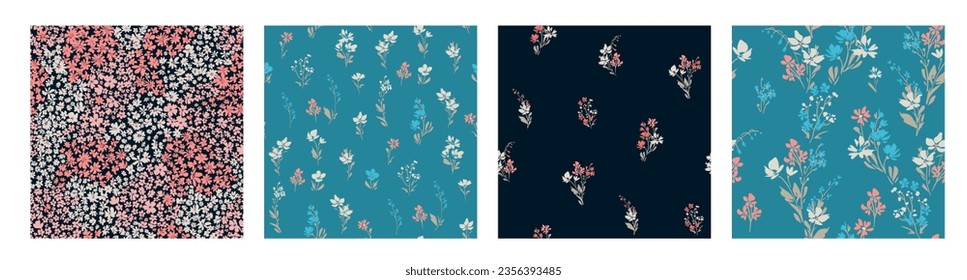 Seamless spring vector pattern with floral motif