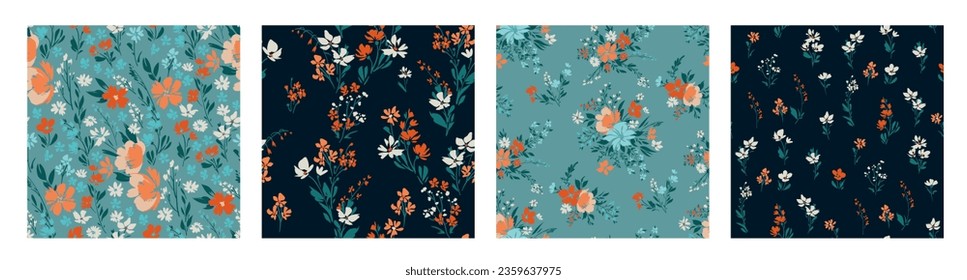 Seamless spring vector pattern with floral motif