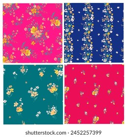 Seamless spring vector pattern with floral motif for dress fabric