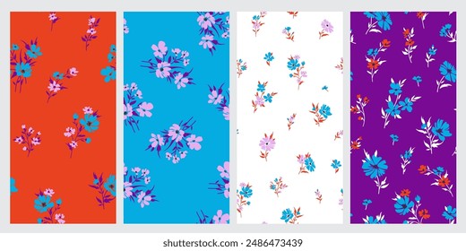 Seamless spring vector pattern with floral motif for dress fabric