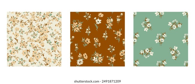 Seamless spring vector pattern with floral motif for dress fabric