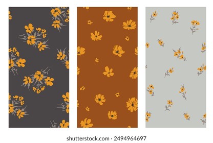 Seamless spring vector pattern with floral motif for dress fabric