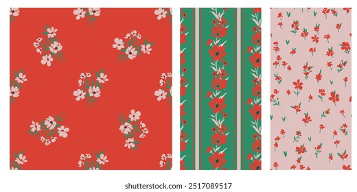 Seamless spring vector pattern with floral motif for dress fabric