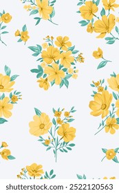 Seamless spring vector pattern with floral motif for dress fabric