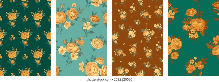 Seamless spring vector pattern with floral motif for dress fabric
