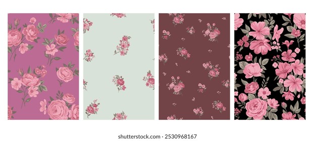 Padrão de vetor de mola sem costura com motivo floral para tecido de vestido