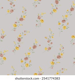 Seamless spring vector pattern with floral motif for dress fabric