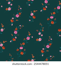 Seamless spring vector pattern with floral motif for dress fabric	
