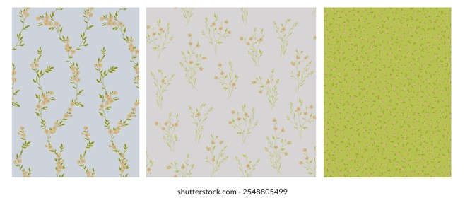 Seamless spring vector pattern with floral motif for dress fabric