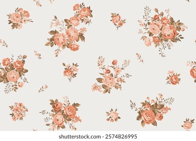 Seamless spring vector pattern with floral motif for dress fabric	
