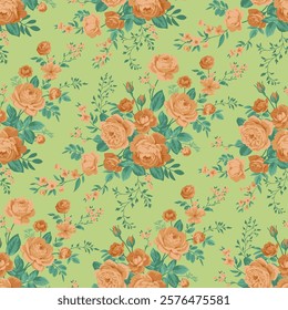 Seamless spring vector pattern with floral motif for dress fabric	
