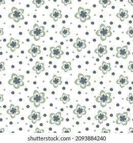 seamless spring vector pattern of ornate flowers and dots flower pattern can be used for textile.