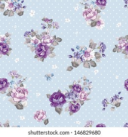 Seamless spring vintage floral pattern background. Beautiful vector illustration texture