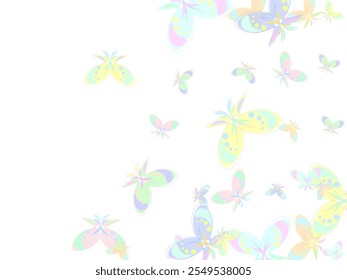 Seamless spring white floral pattern with colorful butterflies and flowers  Random butterfly silhouettes