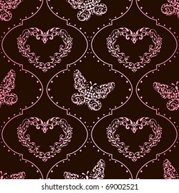 Seamless springtime background in pink and brown (EPS10); jpg version also available