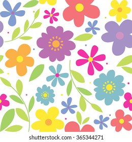 Seamless Springtime with Beautiful Flowers Background