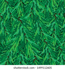 Seamless spruce pattern. Fir tree branch background. Vector illustration