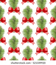 Seamless spruce pattern. Fir tree branch background. Vector illustration.