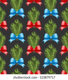 Seamless spruce pattern. Fir tree branch background. Vector illustration.