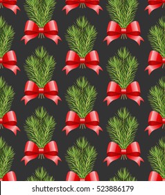 Seamless spruce pattern. Fir tree branch background. Vector illustration.