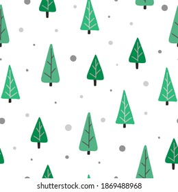 Seamless spruce and snowballs pattern. Perfect for interior decor, children's parties and illustrations.
