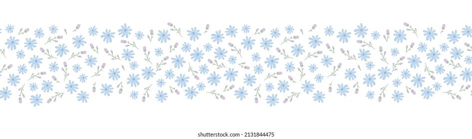 seamless spting flowers brush, border with plant design.  floral frame background template seamless borders, greenery frame.