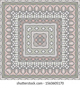Seamless square abstract pattern, fabric print scarf pattern. Home decor, interior design, cloth design.
