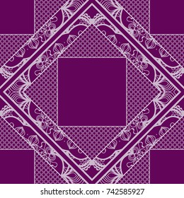 Seamless square background with decorative ornament. Vector illustration. For the interior design, printing, web and textile