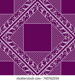 Seamless square background with decorative ornament. Vector illustration. For the interior design, printing, web and textile