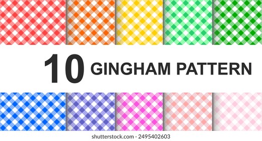 seamless square backgrounds Gingham pattern set. Tartan checked plaids Tablecloth square checkered seamless pattern vintage