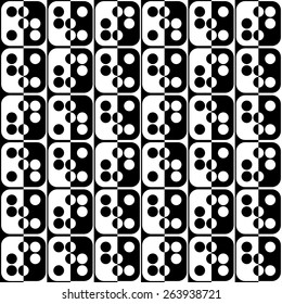 Seamless Square and Circle Pattern. Abstract Black and White Background. Vector Regular Texture