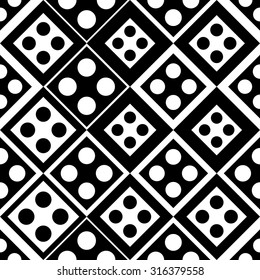 Seamless Square and Circle Pattern. Abstract Black and White Background. Vector Regular Texture