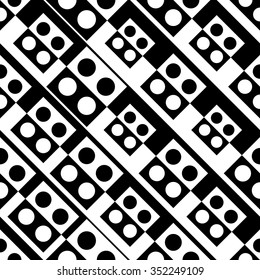 Seamless Square and Circle Pattern. Abstract Black and White Background. Vector Regular Texture